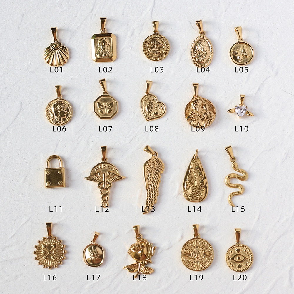 Pj003 L Series จี้งูรูป Rose เหรียญ Sunflower Seed Buckle All-Match สร้อยคอเสื้อกันหนาวไทเทเนียมเหล็กชุบ 18K Gold