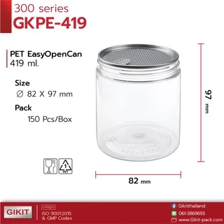 กระป๋องฝาเกลียว 419 ml / EOE 300 พลาสติก PET ฝาเกลียวพลาสติก + ฝาอลูมิเนียม EOE ขนาดบรรจุ 419 ml จํานวน 150 ชุดต่อลัง