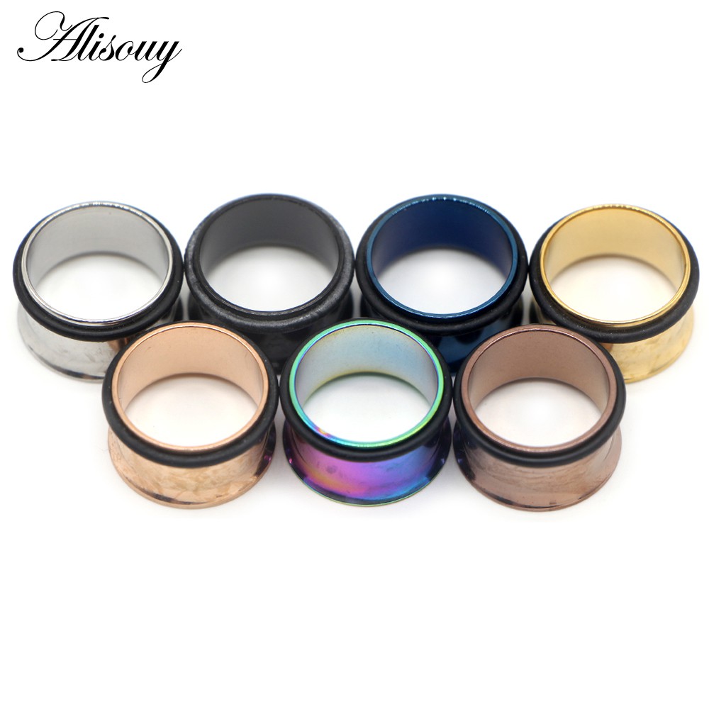 Alisouy หู Expander Body เจาะเครื่องประดับ 1 คู่สแตนเลสเดี่ยว Flare เนื้ออุโมงค์หูปลั๊ก Expander 2-14 มม.หู Stretcher