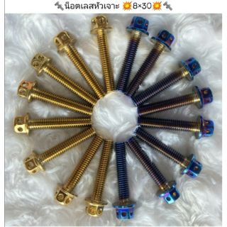น็อตเลสหัวเจาะ สีทอง-ไทเท ขนาด 8×30