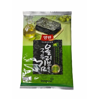 YANGBAN ยังบัน สาหร่ายทะเลปรุงรส ด้วยน้ำมันมะกอก OLIVE OIL แผ่นใหญ่ 20g 1แผ่น/บรรจุ 20g ราคาพิเศษ พร้อมส่ง