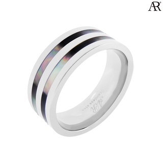 ANGELINO RUFOLO Ring ดีไซน์ Double Shell แหวนผู้ชาย Stainless Steel 316L(สแตนเลสสตีล)คุณภาพเยี่ยม สีเงิน