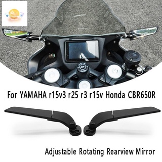 Motorcycle Rear View Mirrors Side Mirror Adjustable Rotating Rearview Mirror for YAMAHA R15V3 R25 R3 R15V Honda CBR650R