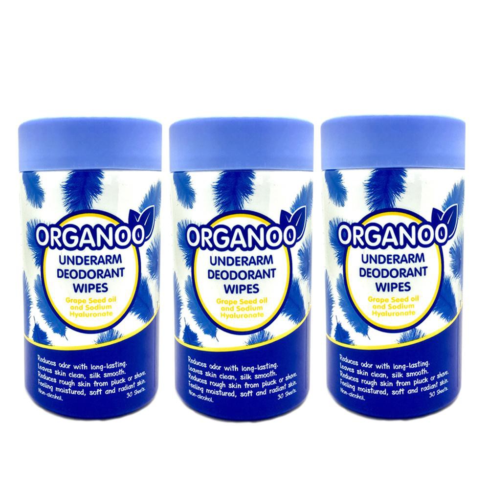 ORGANOO ออกาโน่ (ฟ้า Set 3 กระปุก) ผ้าเช็ดใต้วงแขน ขาวกระจ่างใสหนังไก่หาย เรียบเนียน จำนวน 3 กระปุก