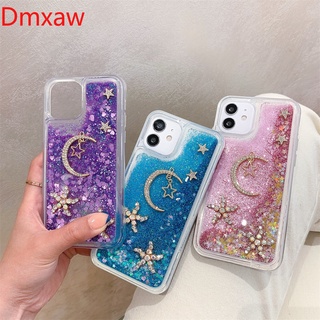 เคสโทรศัพท์มือถือแบบนิ่ม ใส มีทรายไหล แต่งกลิตเตอร์ ดาว ดวงจันทร์ สําหรับ Samsung Galaxy S23 Ultra S23 S22 S21 Plus Ultra S23+ S22+ S21 FE