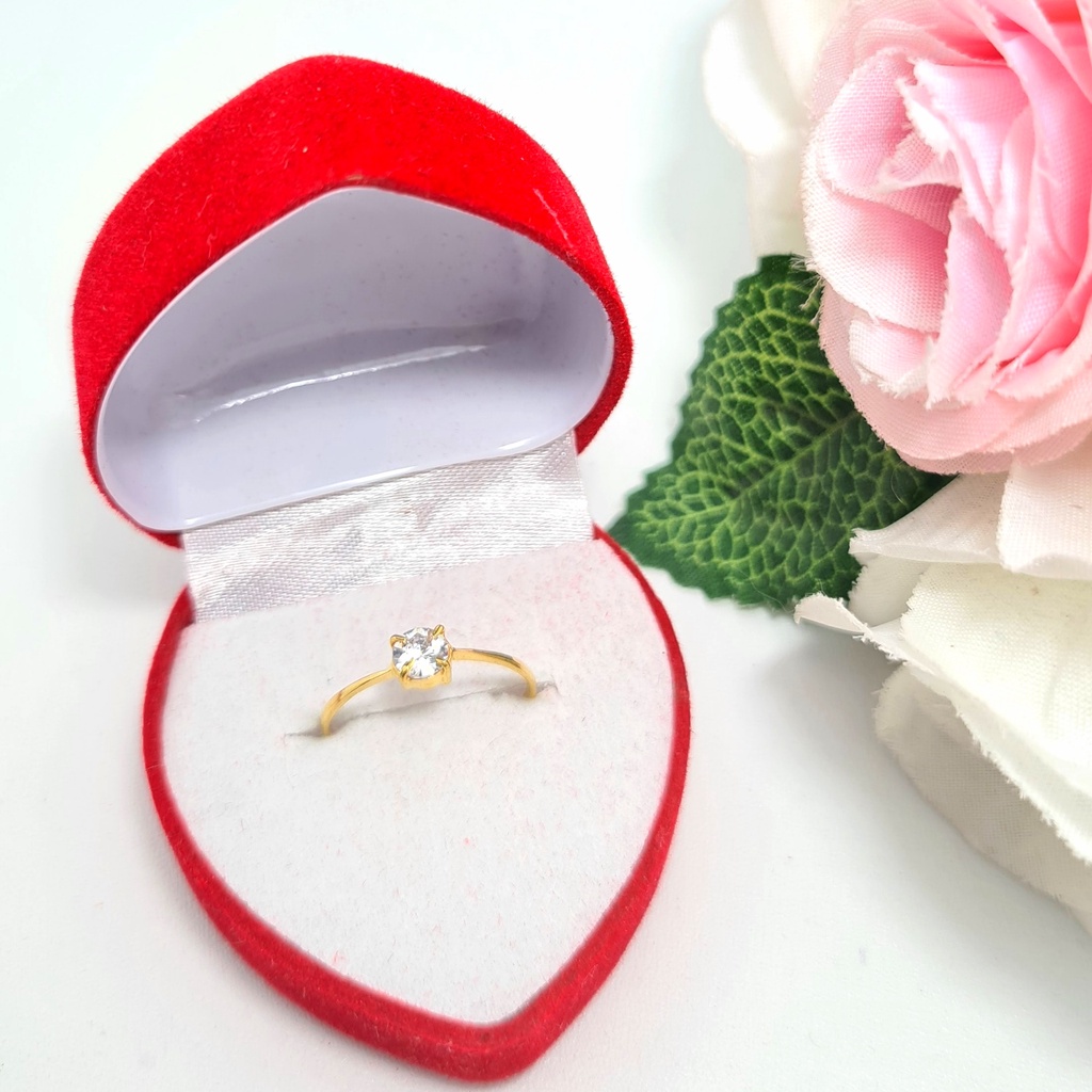MATA Half Gram White 1 Eye Light Gold Ring