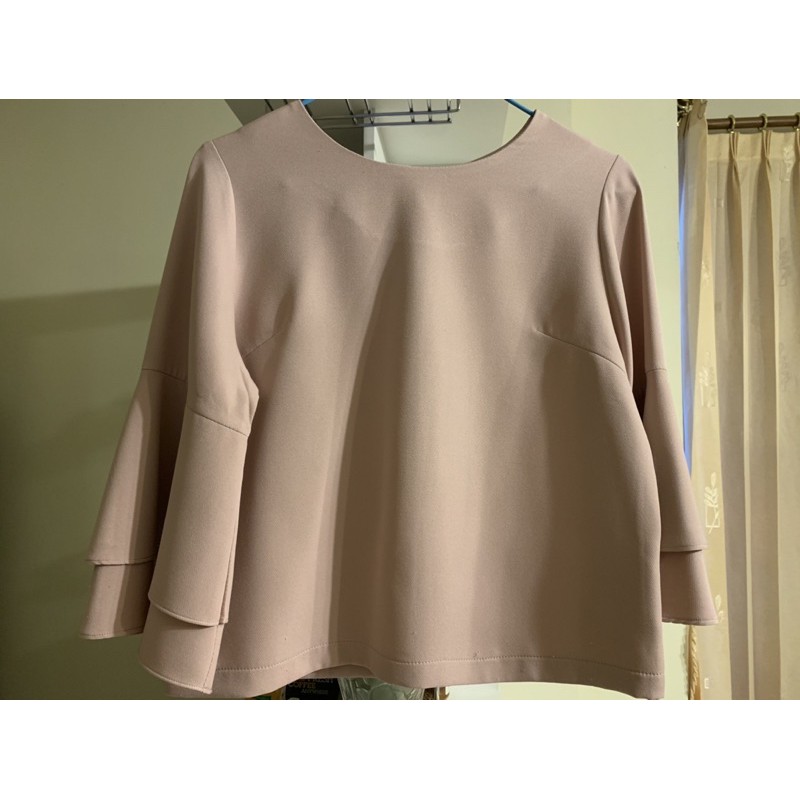 เสื้อคอกลมแขนระบายสีชมพูกะปิแบรนด์ENDEAR เบอร์M