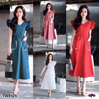 GN8525 **รบกวนสอบถามก่อนสั่งซื้อจ้า** Dress ชุดเดรสไหล่ระบาย