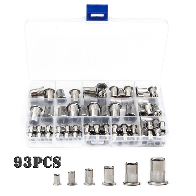 M3-m10 สแตนเลส/เหล็กคาร์บอน Rivnut Countersunk Riveted Nut ใส่ Nutsert แบนหัวหมวก Rivet Nut Kit