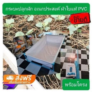 กระบะปลูกผัก อเนกประสงค์ ผ้าใบแท้ PVC พร้อมโครง มีหลายขนาด