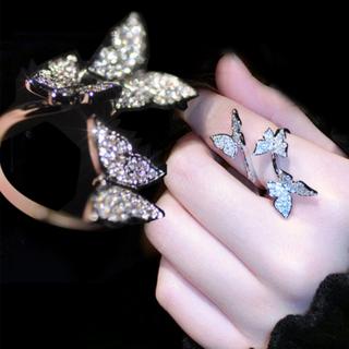 Womens Ladies Open Ring Colored Butterfly Jewelry Ring Fashion Zircon Ring