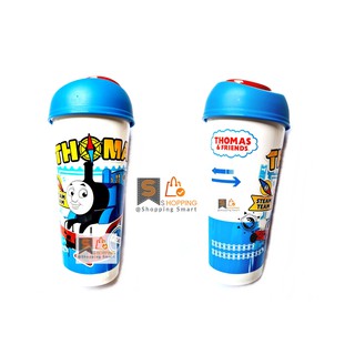 THOMAS Water Cup with Lid and Cup Cover แก้วน้ำพลาสติก พร้อมฝาปิดสไลด์ ลายรถไฟโทมัส