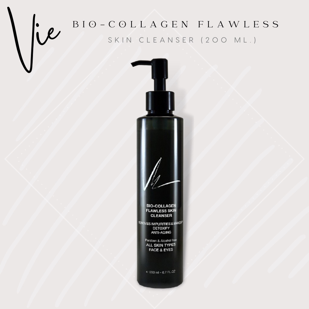 < ส่งฟรี > โฟมล้างหน้า 2 in 1  Vie Cosmetics Bio-Collagen Flawless Skin Cleanser 200 ml.