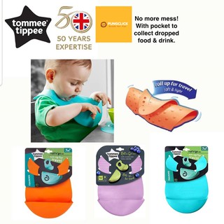 Tommee Tippee ผ้ากันเปื้อน Roll N Go Bib แบบยาง พร้อมฐานรอง