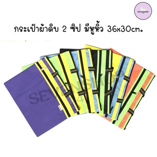 SEVENSHOP247 กระเป๋าผ้าดิบ 2 ซิป มีหูหิ้ว 36x30cm.