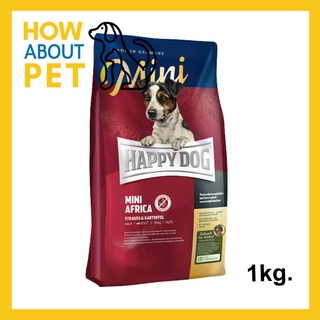 อาหารสุนัข Happy Dog Mini Africa Grain-Free อาหารสุนัขโตพันธุ์เล็ก เกรน-ฟรี 1กก. (1ถุง) Happy Dog Supreme Sensible Mini