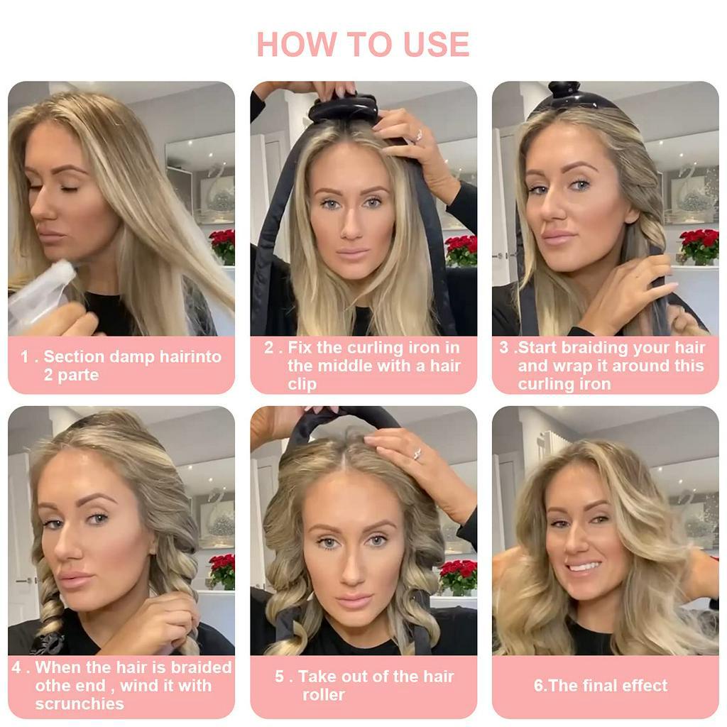 ที่คาดผมม้วนผมแบบไม่มีความร้อน | ไม่มีความร้อน ลูกกลิ้งเก็บขน | เครื่องม้วนผมขี้เกียจไหมสําหรับออกเดทและปาร์ตี้ - รูปที่ 2