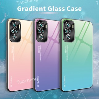 เคสโทรศัพท์แข็งกระจก Case For Xiaomi Redmi Note 10 5G / 10s / 10 Pro Note10 Note10Pro 10Pro Gradient Tempered Glass Phone Case Korean Fashion Casing Hard Cover