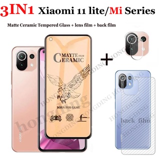 3in1 Xiaomi 11lite 5G NE ฟิล์มเซรามิก เนื้อแมตต์ นิ่ม Mi 11 Lite 5G NE POCO F4 GT X3 GT Redmi Note 11T 5G Note 11 4G ฟิล์มเซรามิกฝ้า + ฟิล์มเลนส์ + ฟิล์มด้านหลัง