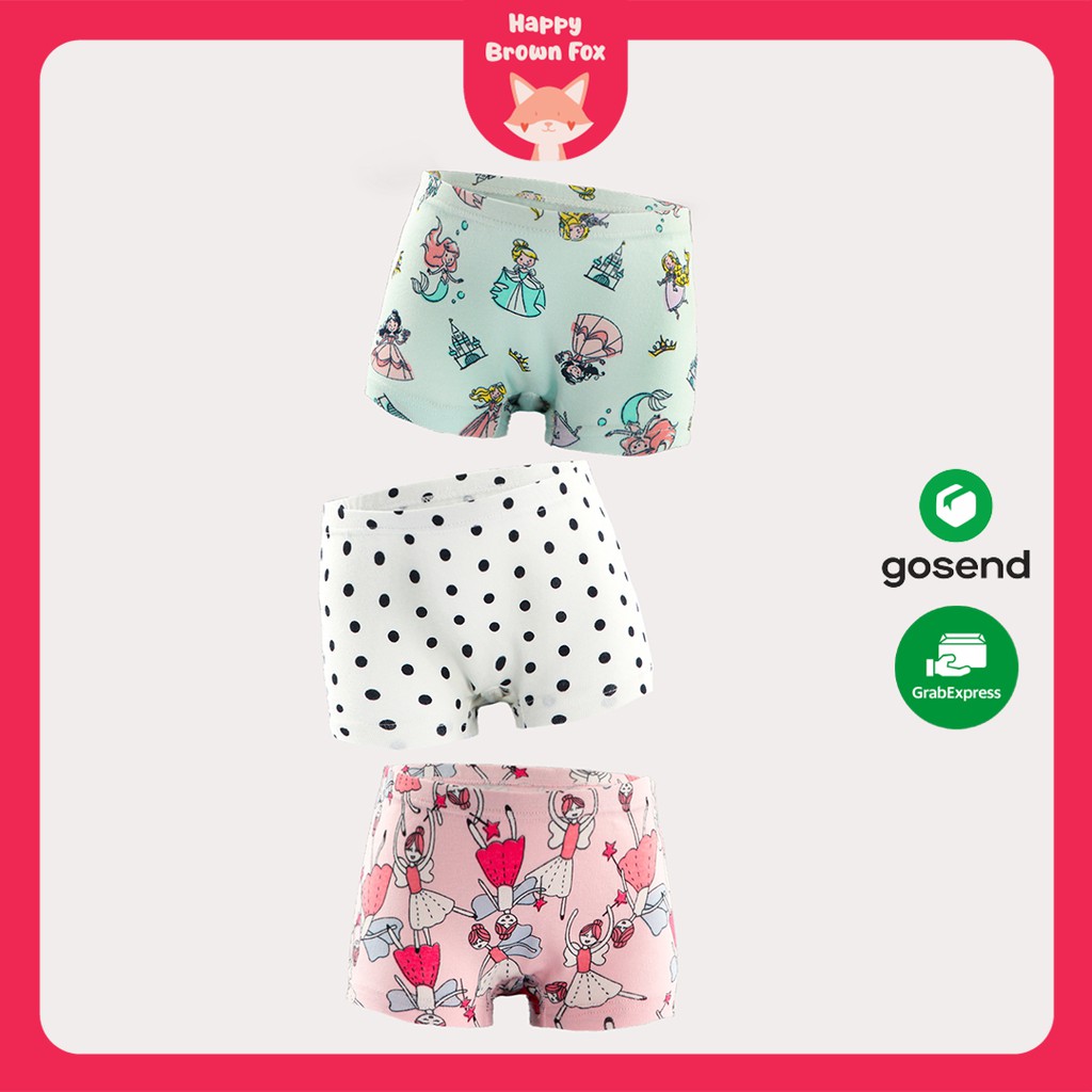 GIRL BOXER UNDERWEAR (3 ชิ้น/เซ็ต) - PRINCESS FAIRY MERMAID
