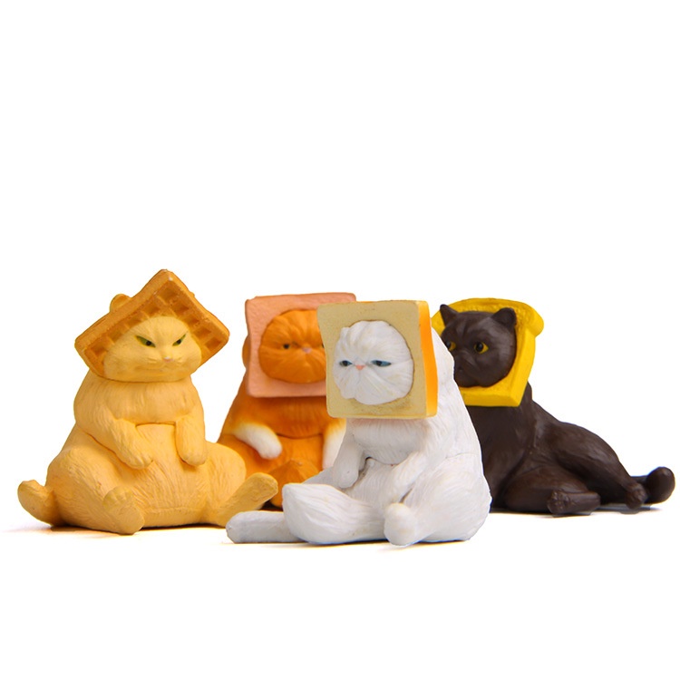 BREAD CAT แมวขนมปัง ของเล่นสะสม ตกแต่งกระถางต้นไม้ โมเดลแมว ฟิกเกอร์ model ของเล่น กาชาปอง