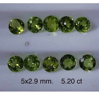 5.20 ct เพอริดอท ธรรมชาติ แท้ Natural Peridot Roound 5 mm Loose Gemstone For Fine Jewelry 10pcs