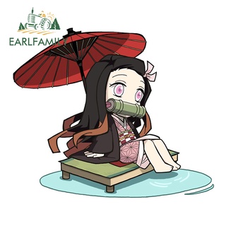 Earlfamily สติกเกอร์ ลายการ์ตูน Nezuko กันน้ํา 13 ซม. x 11.2 ซม. สําหรับตกแต่งรถยนต์