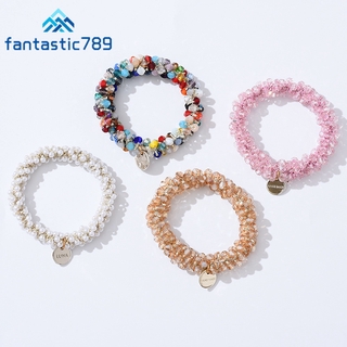 Fantastic789 หนังยางรัดผมประดับคริสตัลสําหรับผู้หญิง