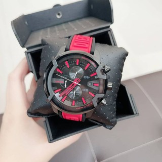 (สด-ผ่อน)🎗แท้100% Diesel Griffed Chronograph Red Silicone Watch