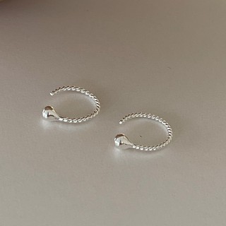 Your wishlist / Spiral dot 3mm huggie silver 925 earrings / ต่างหูเงินแท้แบบไม่มีแป้น (ราคาต่อคู่)