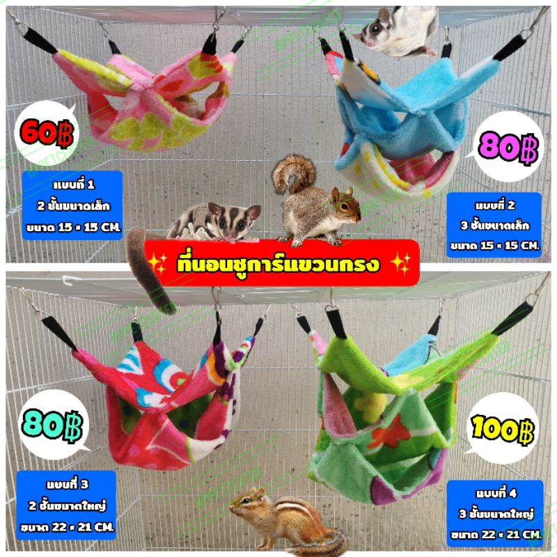 ที่นอนชูการ์​ บ้านชูการ์​ ที่นอนแขวนกรงทรงคอนโด​ 4​ แบบ​ 4ไชต์​( แขวนกรง​ 4มุม) กระรอก​ ชูการ์​ นก​ ลิงมาโมเสธ