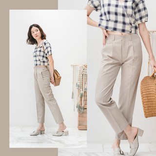 Cropped pants กางเกง 9ส่วน ขากระบอกเล็ก - Sand beige