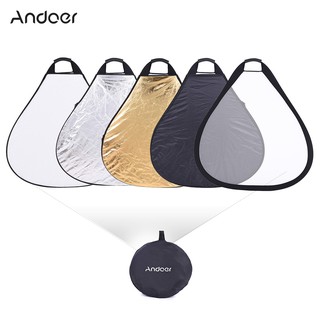 Andoer 30 / 76cm แบบพกพาสามเหลี่ยมที่พับได้ 5in1 Multi Reflector with