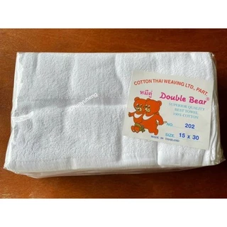 ผ้าขนหนู ตราหมีคู่ & Flower ขนาด 15x30 นิ้ว 1 โหล (12 ผืน) Cotton 100% ผ้านุ่ม ซับน้ำดี ไม่เป็นขุย ผลิตในประเทศไทย