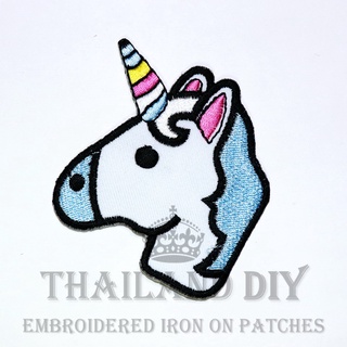 ตัวรีดติดเสื้อ งานปัก ตัวรีดยูนิคอร์น หัว ม้า ยูนิคอน Unicorn Patch WOP DIY การ์ตูน ยูนิคอร์น ติดกระเป่า ติดเสื้อผ้า