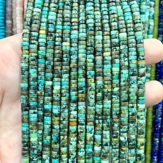 เทอร์ควอยซ์ แอฟริกา Turquoise Africa ทรงกระบอกสั้น 2*4 mm เส้นยาว เกรด A