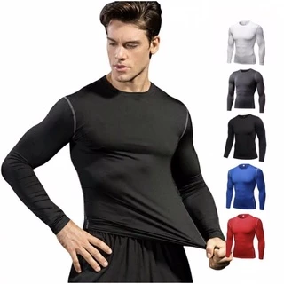 พร้องส่ง เสื้อรัดกล้ามเนื้อแขนยาวผู้ชาย ผ้าdryfit แห้งเร็ว กระชับกล้ามเนื้อ ใส่ออกกำลังกาย/ว่ายน้ำ