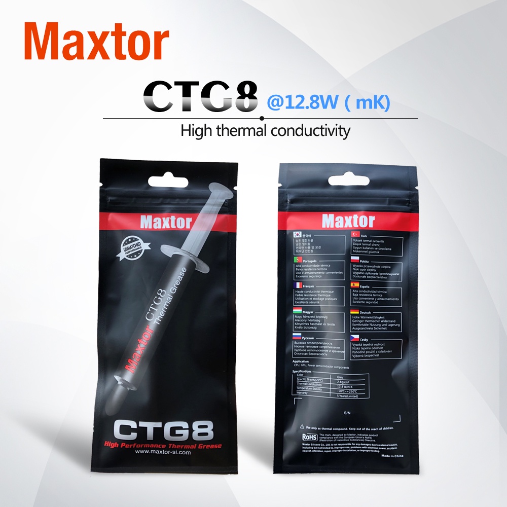 [maxtor Official] Maxtor CTG8 5g Thermal Paste (12.8W/mk) จาระบีระบายความร้อนที่มีประสิทธิภาพสำหรับ CPU/GPU ฮีทซิงค์