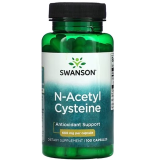 NAC 100 เม็ด เอ็น-อะเซทิลซิสเทอีน Swanson, N-Acetyl Cysteine, Antioxidant Support, 600 mg, 100 Capsules