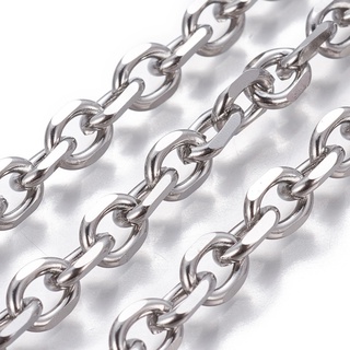 โซ่สแตนเลส 304 cable chain ข้อ Diamond Cut วงรี ขนาด 8x6x1.5mm ยาว 1 เมตร