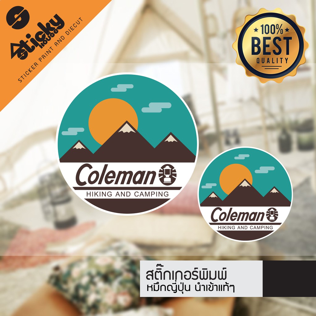 sticker สติ๊กเกอร์แค้มปิ้ง ลาย coleman hiking and camping ติดได้ทุกที่ กันน้ำ กันแดด ไดคัทพร้อมติด มีหลายขนาด ติดตกแต่ง