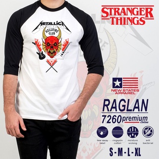 เสื้อยืด พิมพ์ลาย Metallica X Hellfire Club Stranger Things Raglan 3/4 สําหรับผู้ชาย