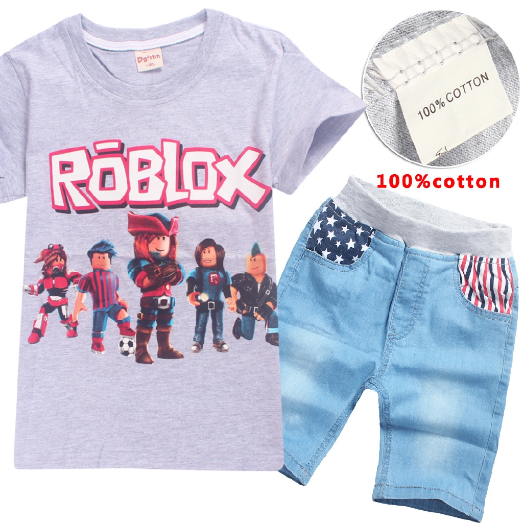 เส อย ดแขนส นกางเกงย นส Roblox ผ าฝ าย 6 14 ป Shopee Thailand - ขายถก roblox boys 105 155cm body height cotton t shirts