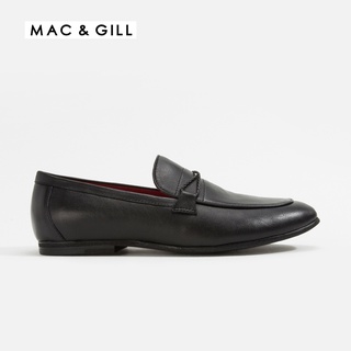 Mac&amp;Gill รองเท้าผู้ชายหนังแท้แบบโลฟฟเฟอร์สีดำสวมใส่สบาย  Barnes Braided Band Black leather loafer