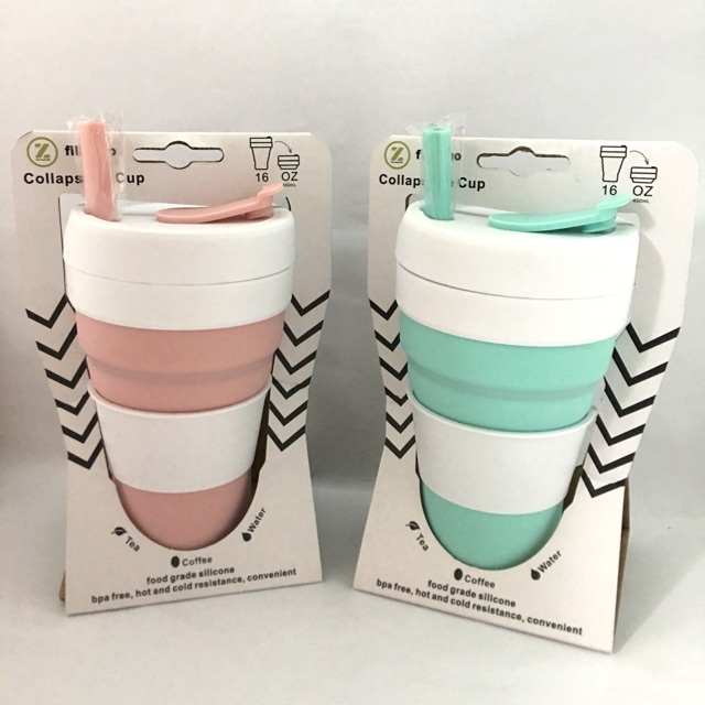 (กรอกโค้ด 77SMAWOW ส่วนลด 30% min 0 max 100) แก้วซิลิโคน พับได้ 16oz/450ml ทนร้อน พกพาสะดวก