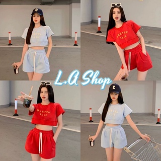 L.A Shop​-​พร้อมส่ง ชุดเซ็ท เสื้อครอปแขนสั้น+กางเกงขาสั้น 2สีใส่สบายสุดๆ "DX-Set-9338"  05