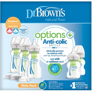 🎀AiiZ🎀 เซตขวดนม 9 และ 4 ออนซ์ 8 คอกว้าง Dr. Browns รุ่น Options+ Wide Neck Bottle Set for Baby ชุดของขวัญ