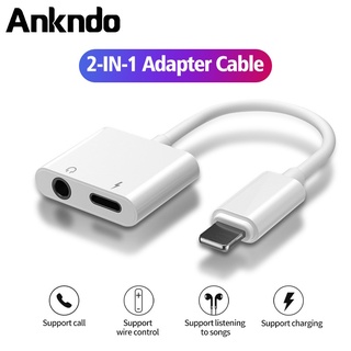 Ankndo อะแดปเตอร์สายแปลงสำหรับ ios สายแปลงต่อหูฟัง 3.5มม. พร้อมชาร์จไฟ for IOS To Aux 3.5 Adapter