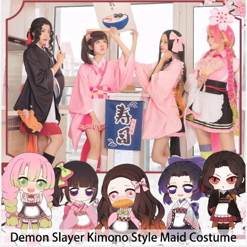 พร อมส ง Demon Slayer Kimetsu No Yaiba Cosplay Costume Japanese Maid Costume Kisatsutai Kimono Girl Short Skirt Stude ลดเหล อ 3 332