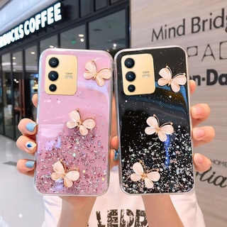 For VIVO V23 5G เคสโทรศัพท์ New Fashion Three-dimensional Butterfly Transparent Sequin Starry Sky Shockproof Protection Cover เคส VIVOV23 Vivo V23 Soft Case